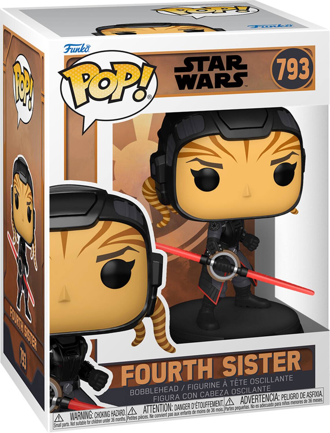 Funko  
POP!  
STAR WARS  
793  

FOURTH SISTER  
BOBBLEHEAD / FIGURINE À TÊTE OSCILLANTE  
FIGURA CON CABEZA OSCILLANTE  

WARNING: CHOKING HAZARD. Small parts. Not suitable for children under 36 months.  
ATTENTION: DANGER D'ÉTOUFFEMENT. Petites pièces. Ne convient pas aux enfants de moins de 36 mois.  
ADVERTENCIA: PELIGRO DE ASFIXIA. No es adecuado para niños menores de 36 meses.