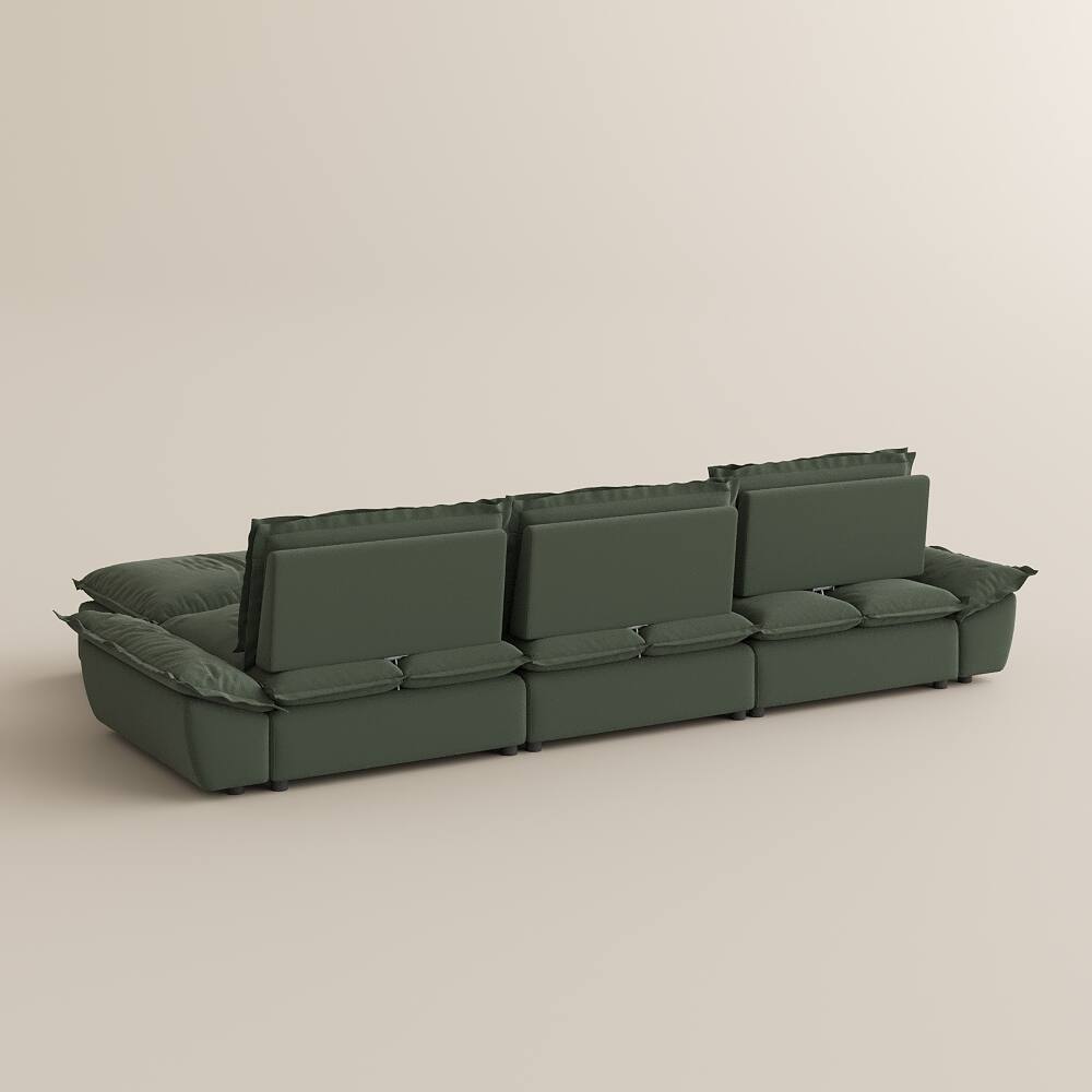 Alt View 9. POVISON - 141.73" Sailboat Deep Sofa Stain Resistant Cozy Couch with Ottoman - Green Suede Fabric.
