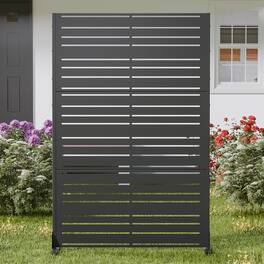 PexFix - 72 in. x 47 in. Benjamin Pattern Metal Outdoor Privacy Screen & Panels, Freestanding Garden Divider Fence - Black