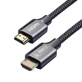 AWOL Vision - Ultra High Speed HDMI 2.1 Cable 6.6ft, 48Gbps 8K@60Hz, 4K@120Hz, 2K@144Hz, Certified for PS5/Xbox/TV/PC/Projector - Black