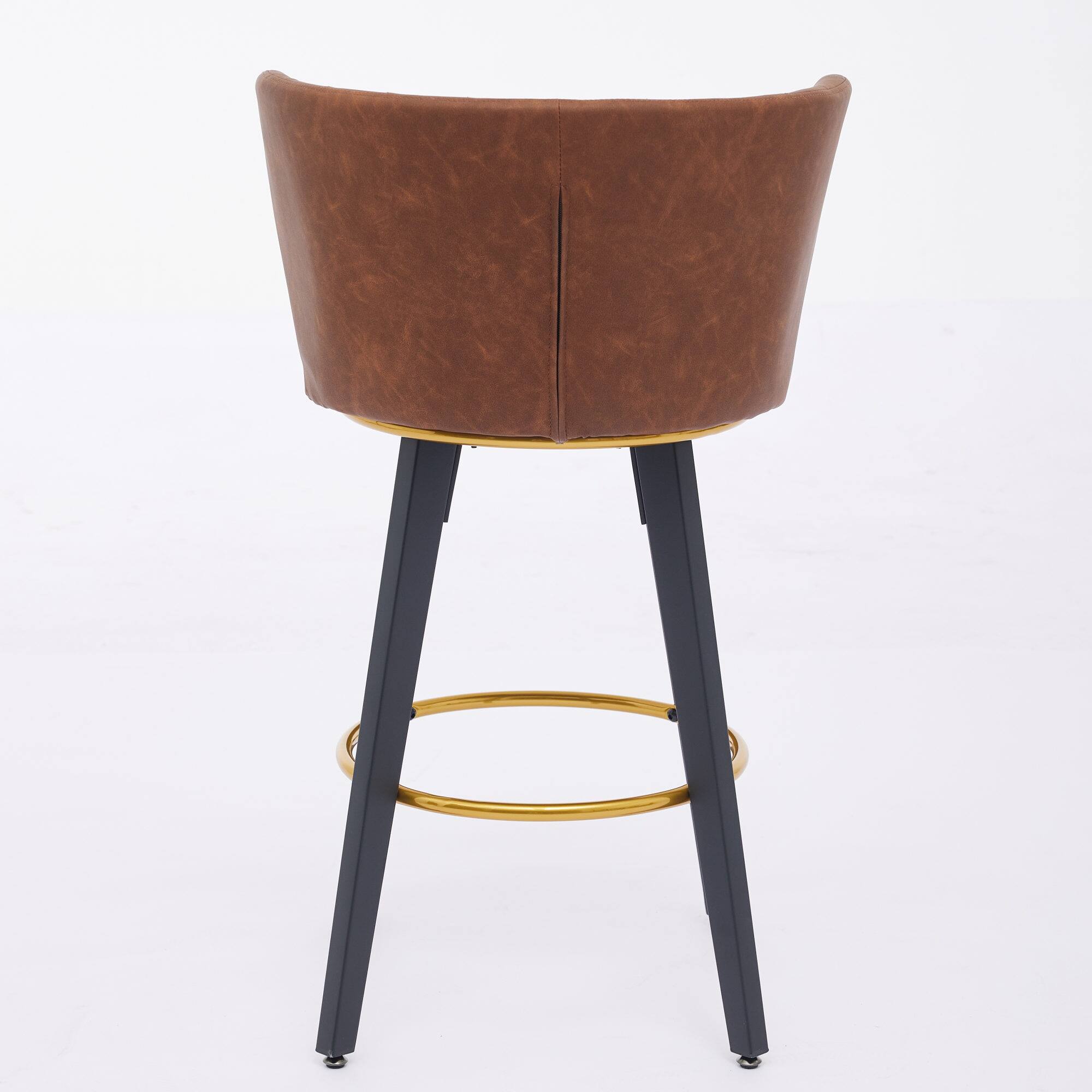 Alt View 1. GOODSILO - Modern Swivel Counter Height Bar Stools Set of 2 with Upholstered Backs and Metal Legs - Brown.