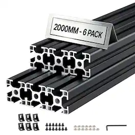 VEVOR - 6PCS 3030 Aluminum Extrusion Profile, 78.74 Inch 2000 mm, T Slot European Standard Anodized Linear Rail - Black