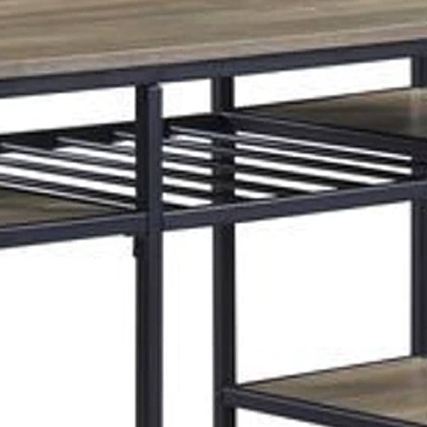 Left. Manhattan Lane - Kitchen Island with Slatted and Bottom Shelves - Brown.