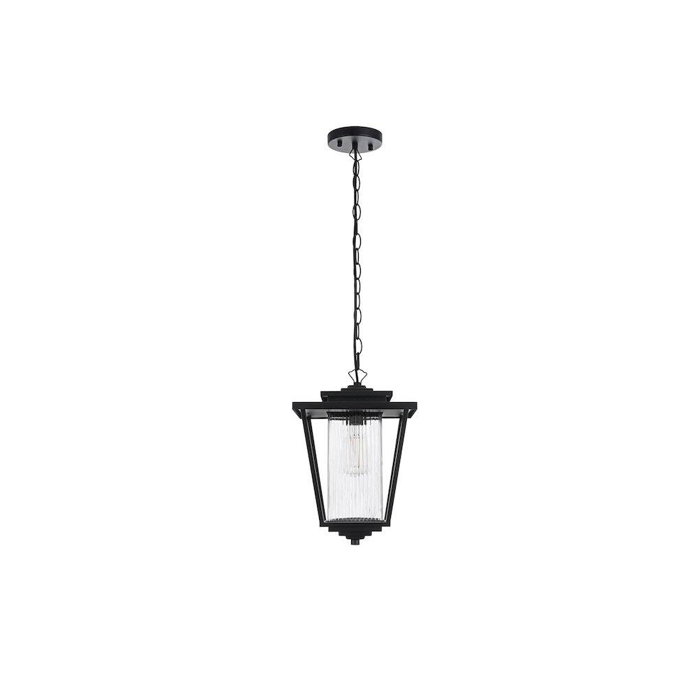 Back. Elegant Lighting - York 7 inch Outdoor Pendant in Black - Black.