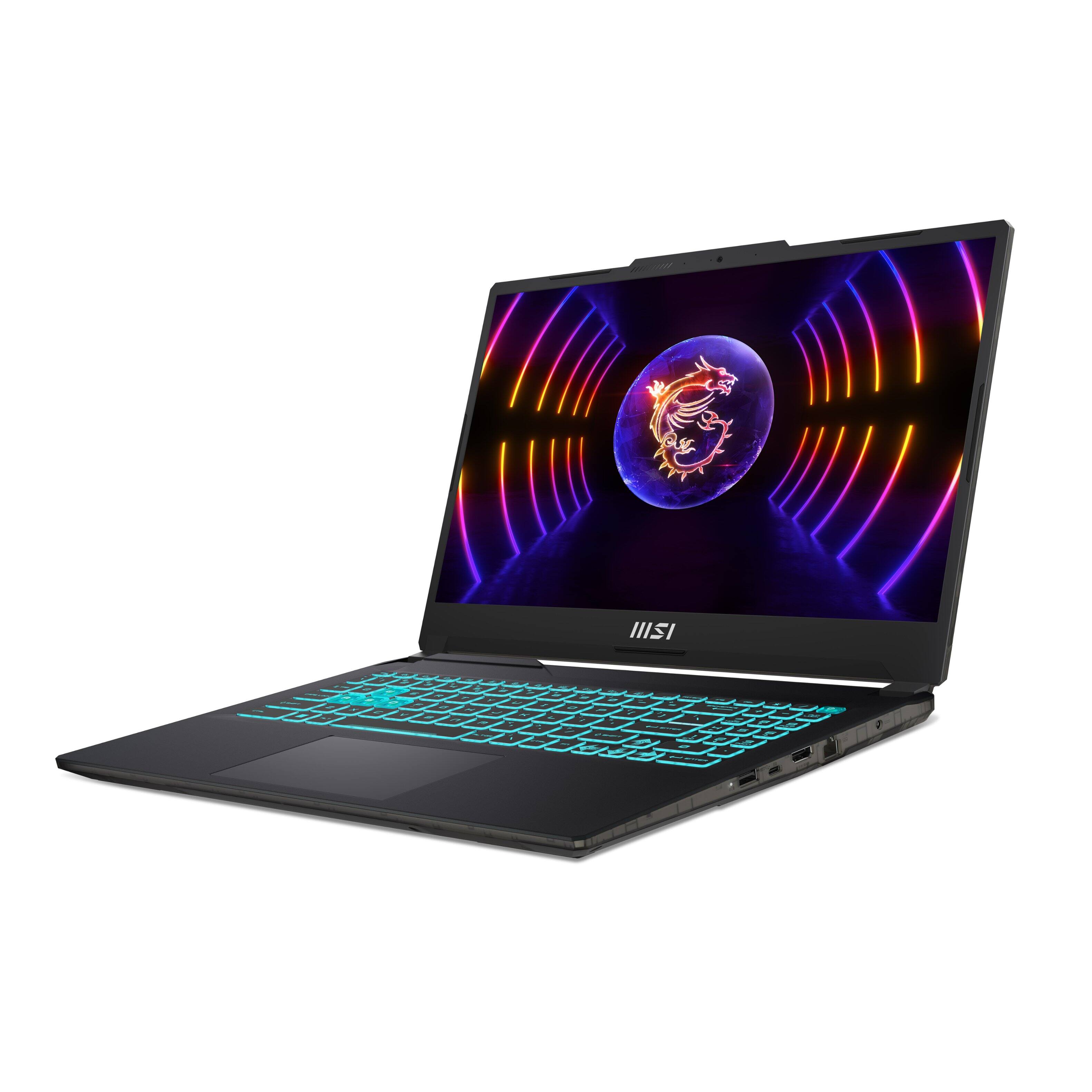 Angle. MSI - Cyborg 15 15.6" 144Hz Gaming Laptop FHD - Intel i7-13620H with 16GB RAM - RTX 4050 with 6GB GDDR6 -  512GB NVMe SSD - Black.