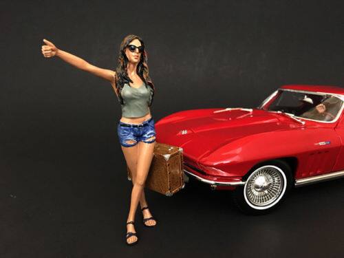 Alt View 1. American Diorama - Hitchhiker 2 piece Figurine Set (Green Shirt) for 1/18 Scale Model Cars by American Diorama.