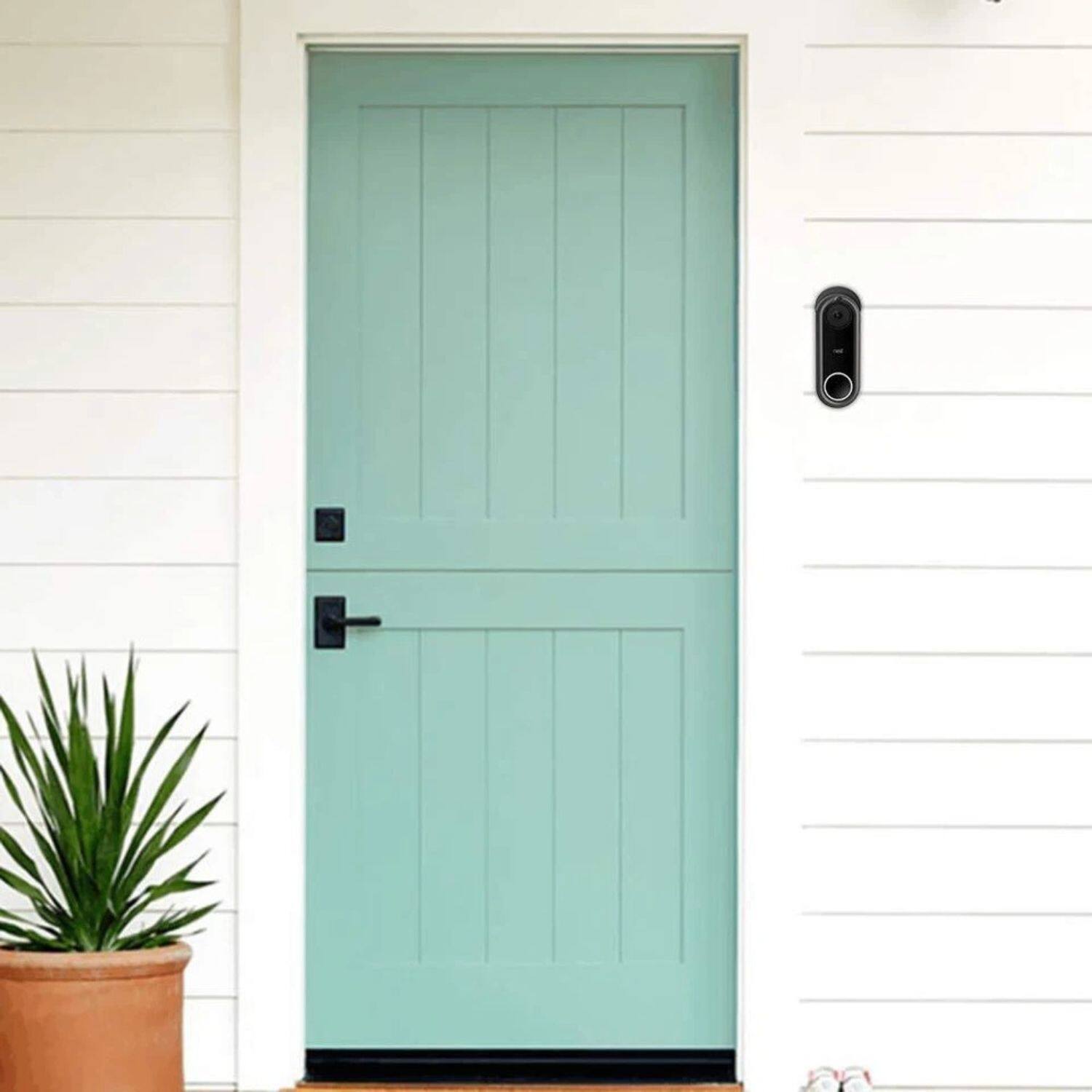 Back. Stock Preferred - Silicone Cover for Nest Doorbell (Wired) Video Doorbell Protective Skin Case Black - Black.