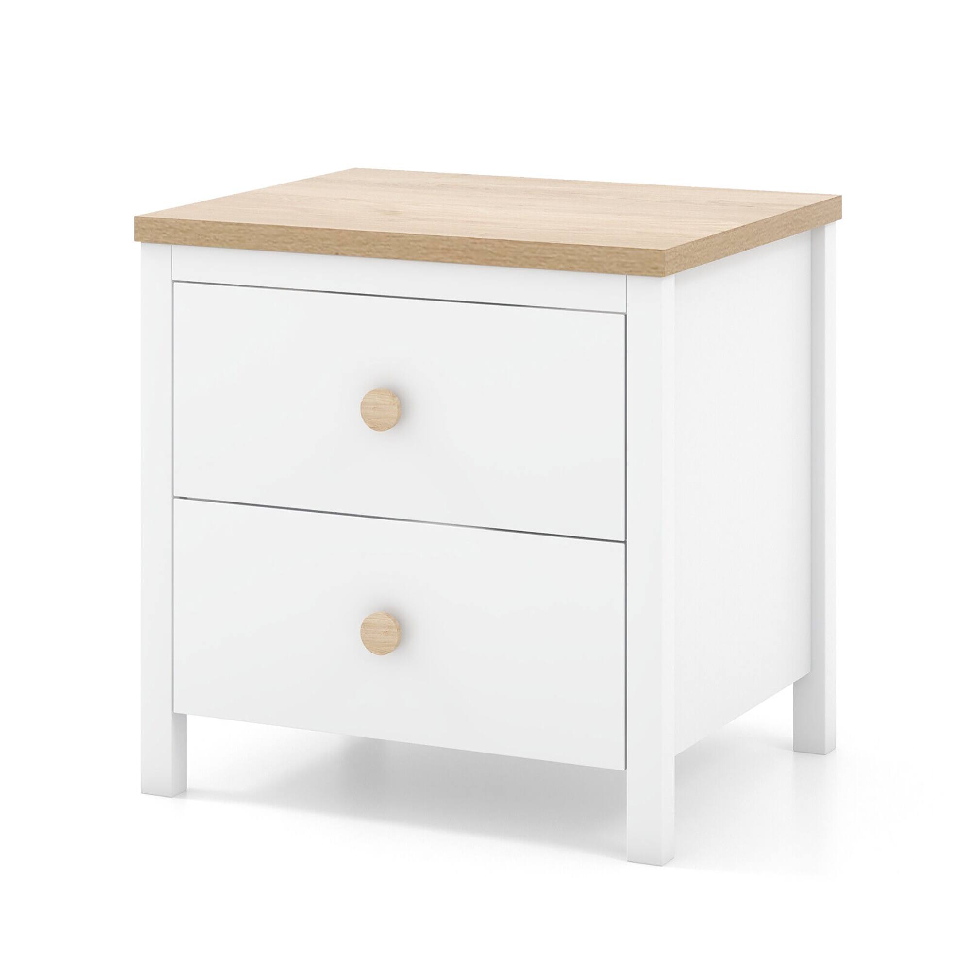 Alt View 7. Gymax - Gymax Nightstand Farmhouse Side End Table w/ Solid Wood Legs & 2 Drawers for Bedroom White - White.