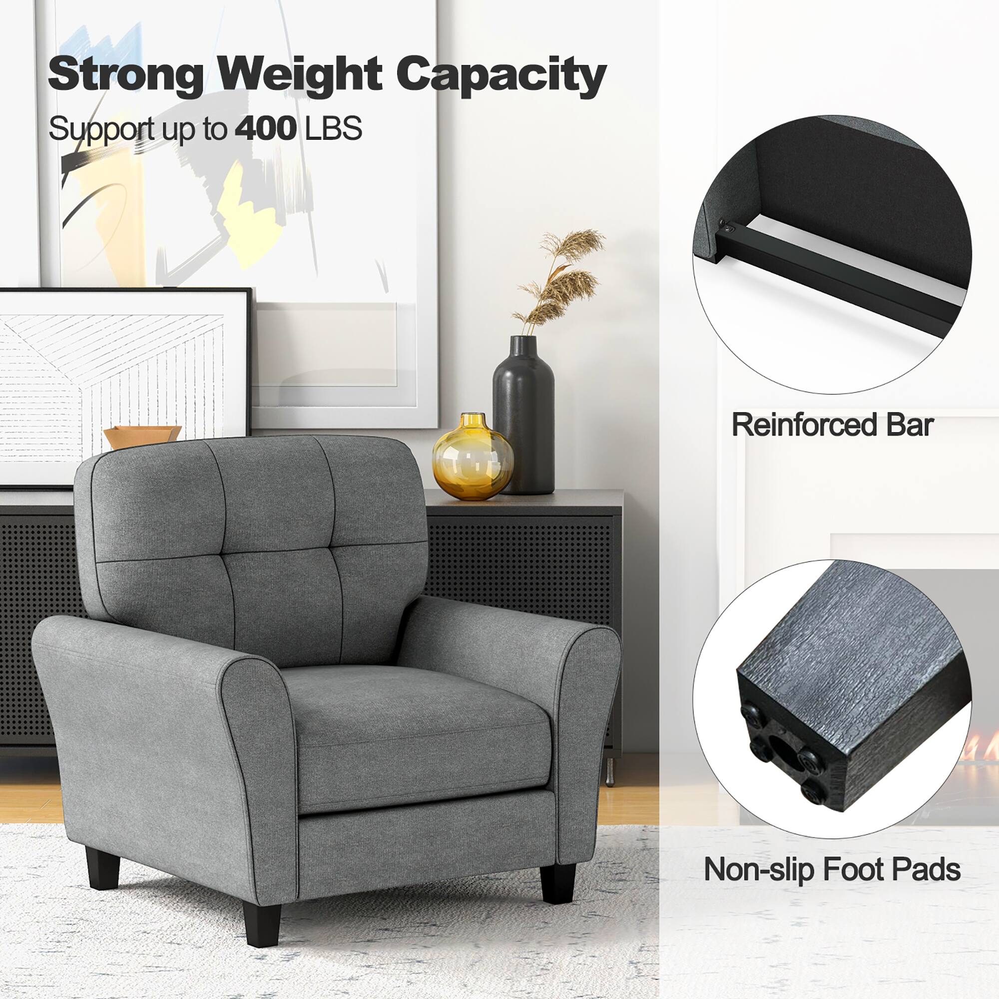 Strong Weight Capacity: Support up to 400 LBS. Reinforced Bar: Non-slip Foot Pads.