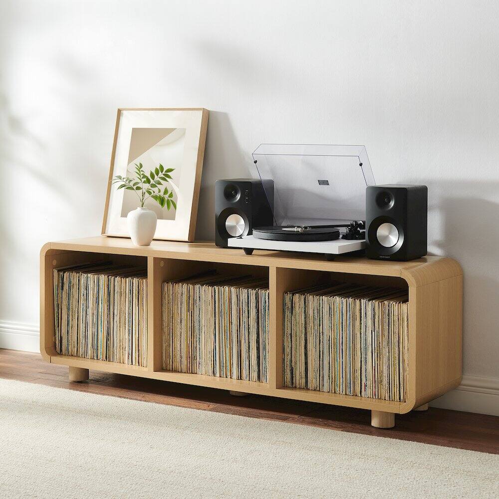 Alt View 5. Crosley Furniture - Zoe Large Record Storage Console - Gray.