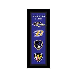 Sporticulture - Baltimore Ravens 8" x 26" Team Logo Heritage Framed Wall Art - Multicolor