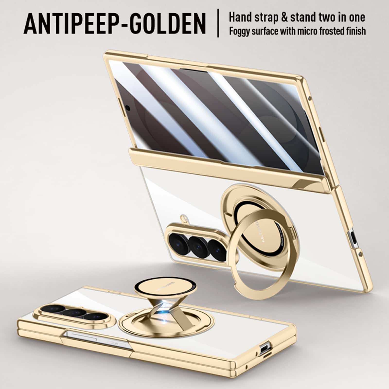 Dteck - Shockproof Magnetic Case for Samsung Galaxy Z Fold8 Ultra with 2-in-1 Stand, Rigid Plastic Cover Built-in Privacy Glass - Gold price history on PriceWatchPro