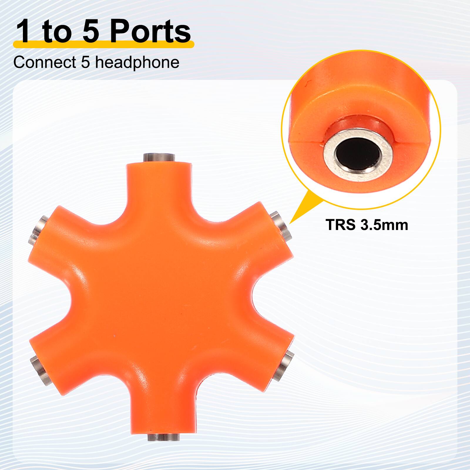 1 to 5 Ports  
Connect 5 headphones  
TRS 3.5mm