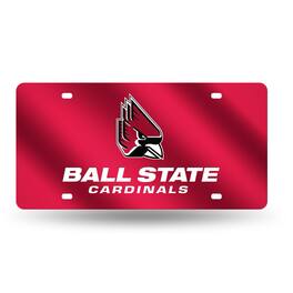 Rico Industries - Ball State Cardinals Red Mirror Look Acrylic License Plate Laser Tag - Multi