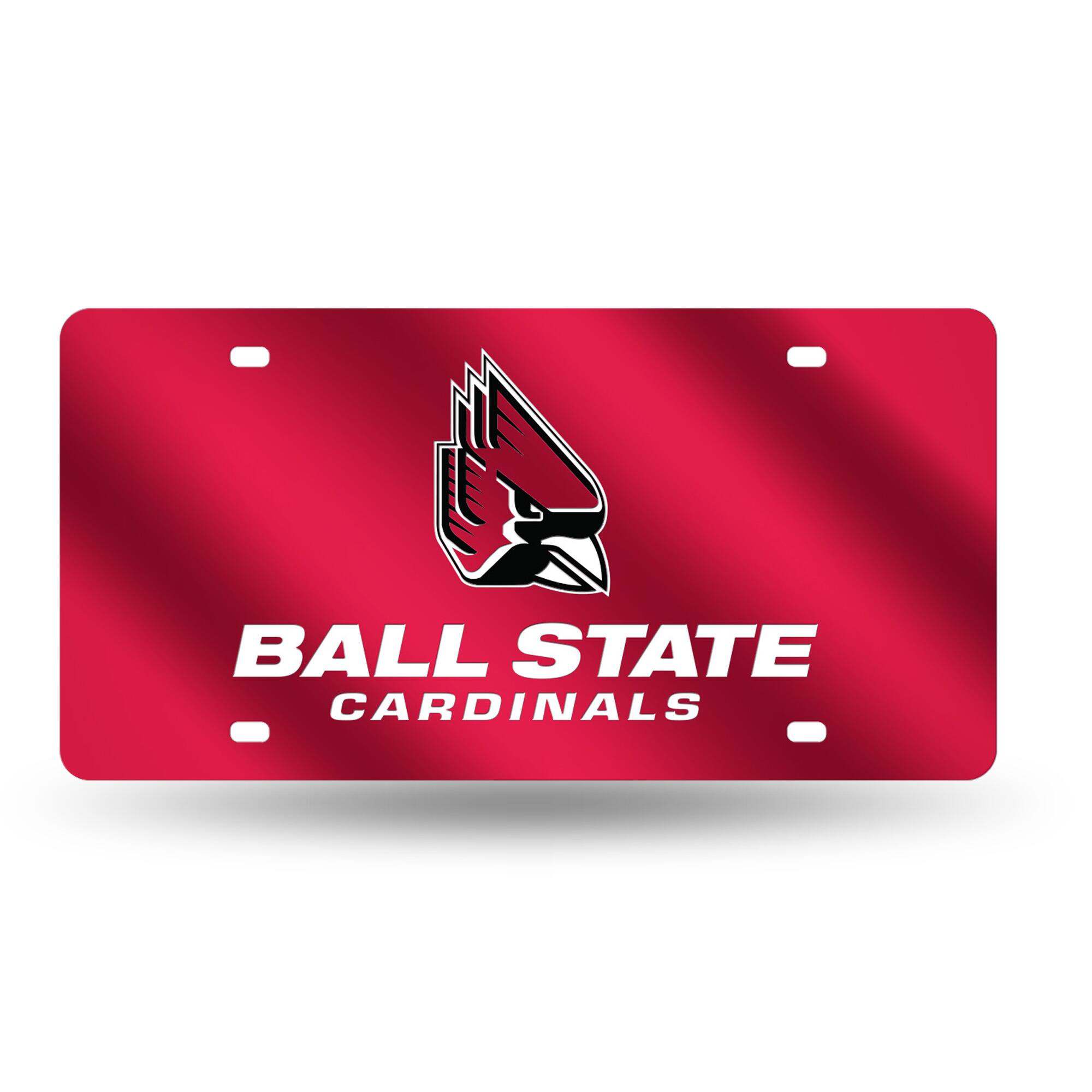 Ball State Cardinals Red Mirror Look Acrylic License Plate Laser Tag