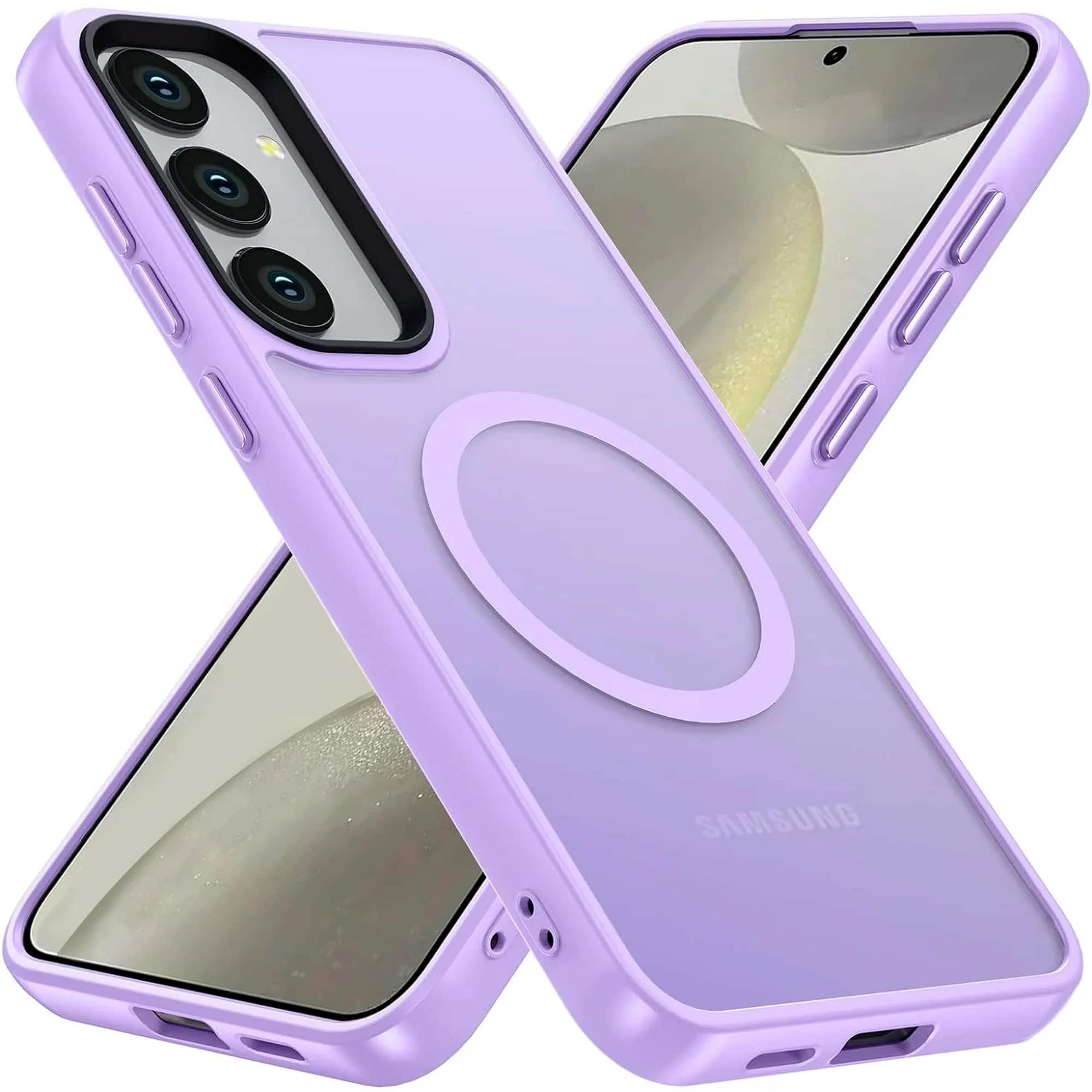 Entronix - Magnetic Case for Samsung Galaxy S24 - Translucent Frosted Matte Finish - Purple