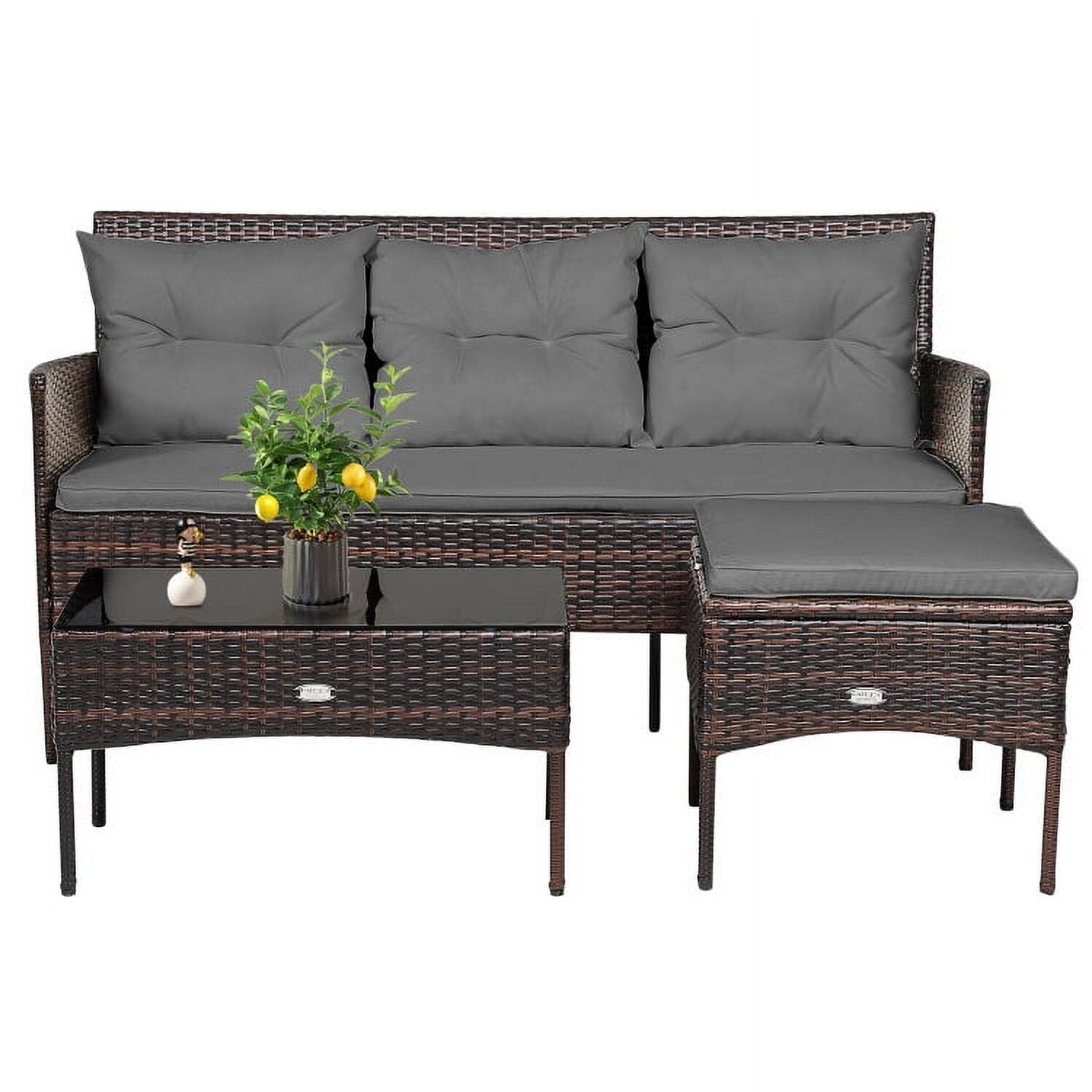 Back. Kadyn - 3 Pcs Patio Furniture Sectional Set, All Weather Outdoor Sectional Sofa - Gray.