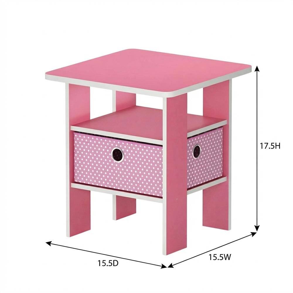FurniFact - Pink wood end table with drawer for bedside or living room use - Brown price history on PriceWatchPro