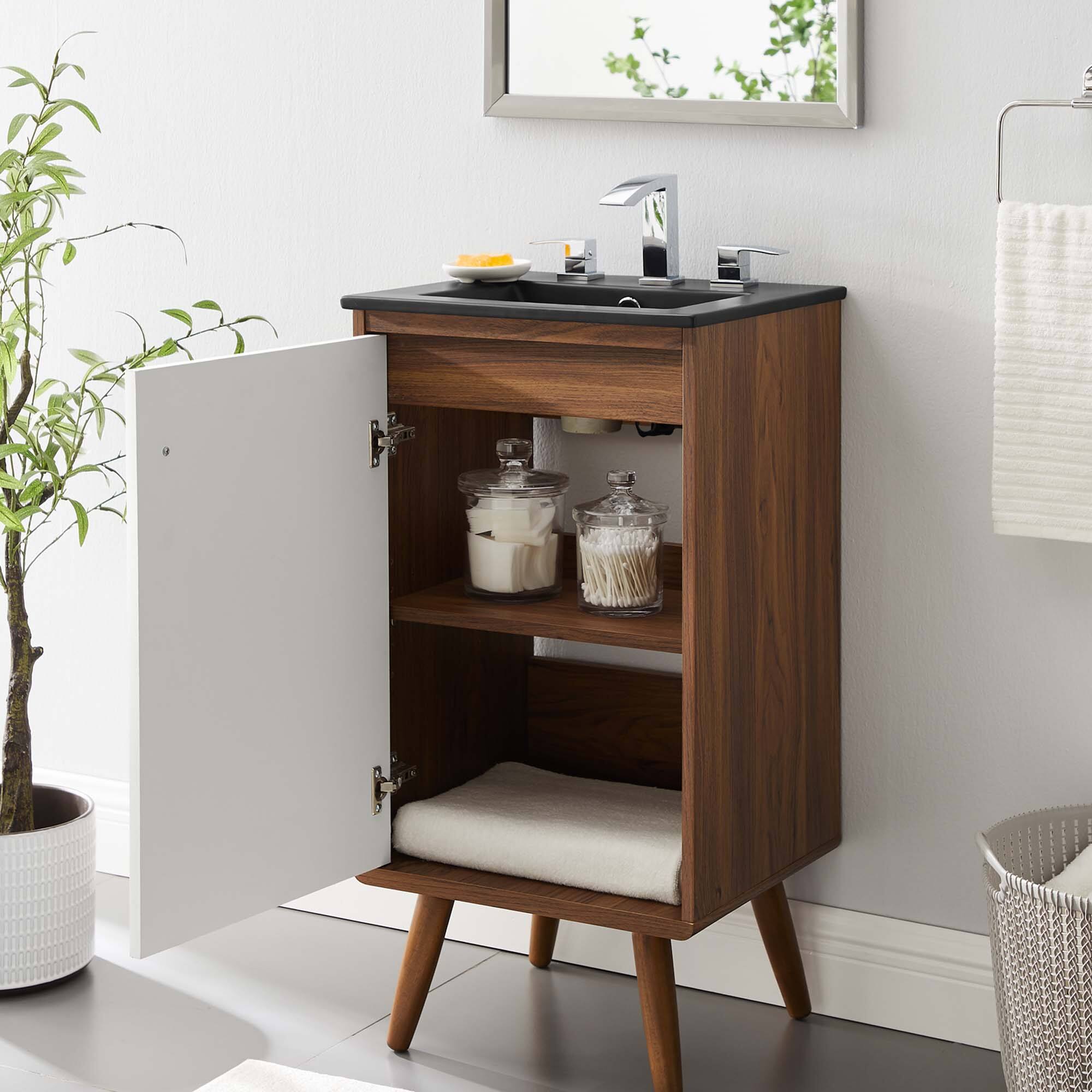 Back. Modway - Transmit Bathroom Vanity Basin Included - Walnut Black.