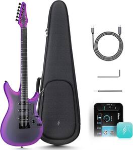 Enya - Inspire Smart Electric Guitar, 39" Carbon Fiber, Built-in 15W Speaker - Purple