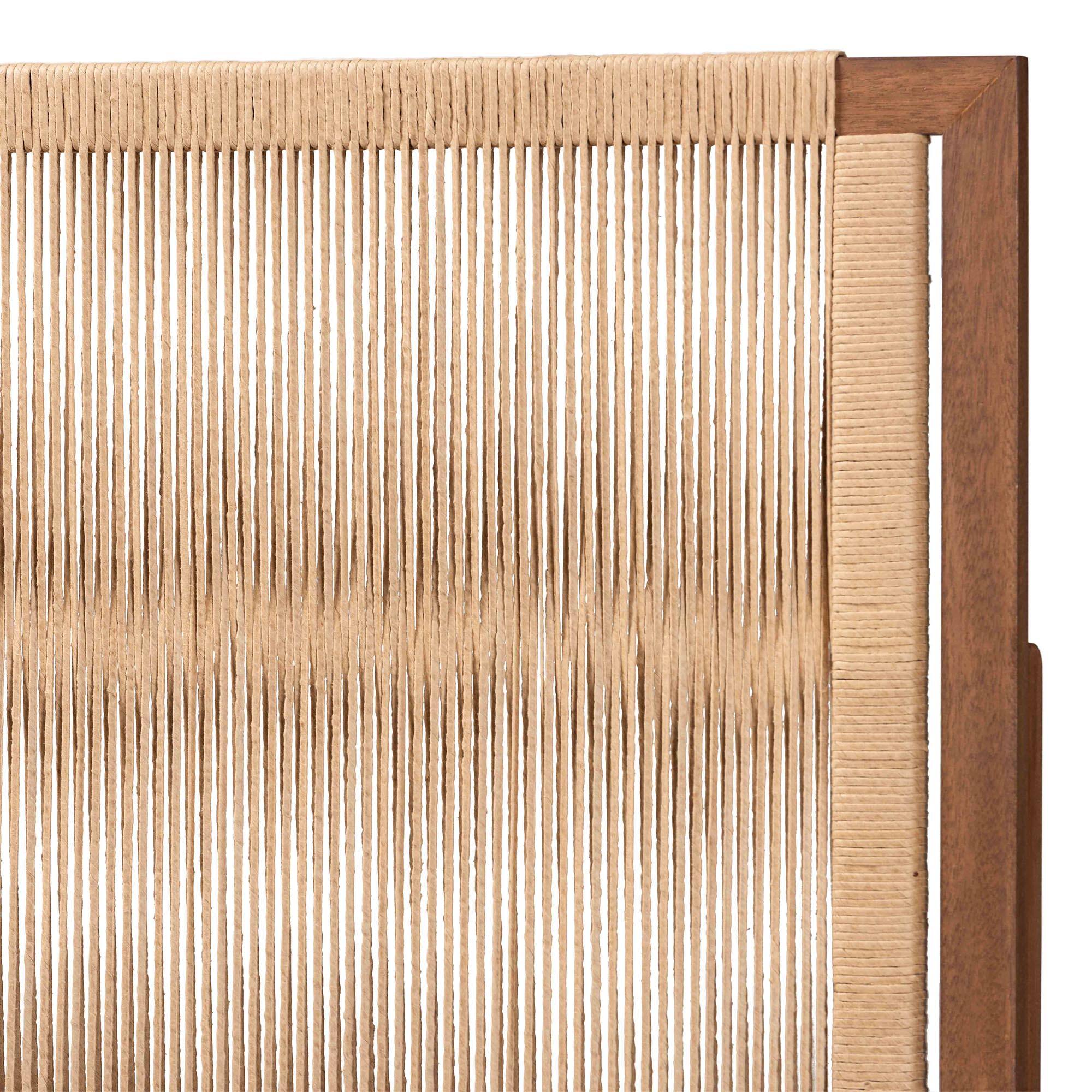 Left. bali & pari - Holitz Natural Rope Woven Headboard - Mountable Bed Backboard with Bayur Wood Frame, Accent for Bedroom Decor, King - Walnut Brown/Light Brown.