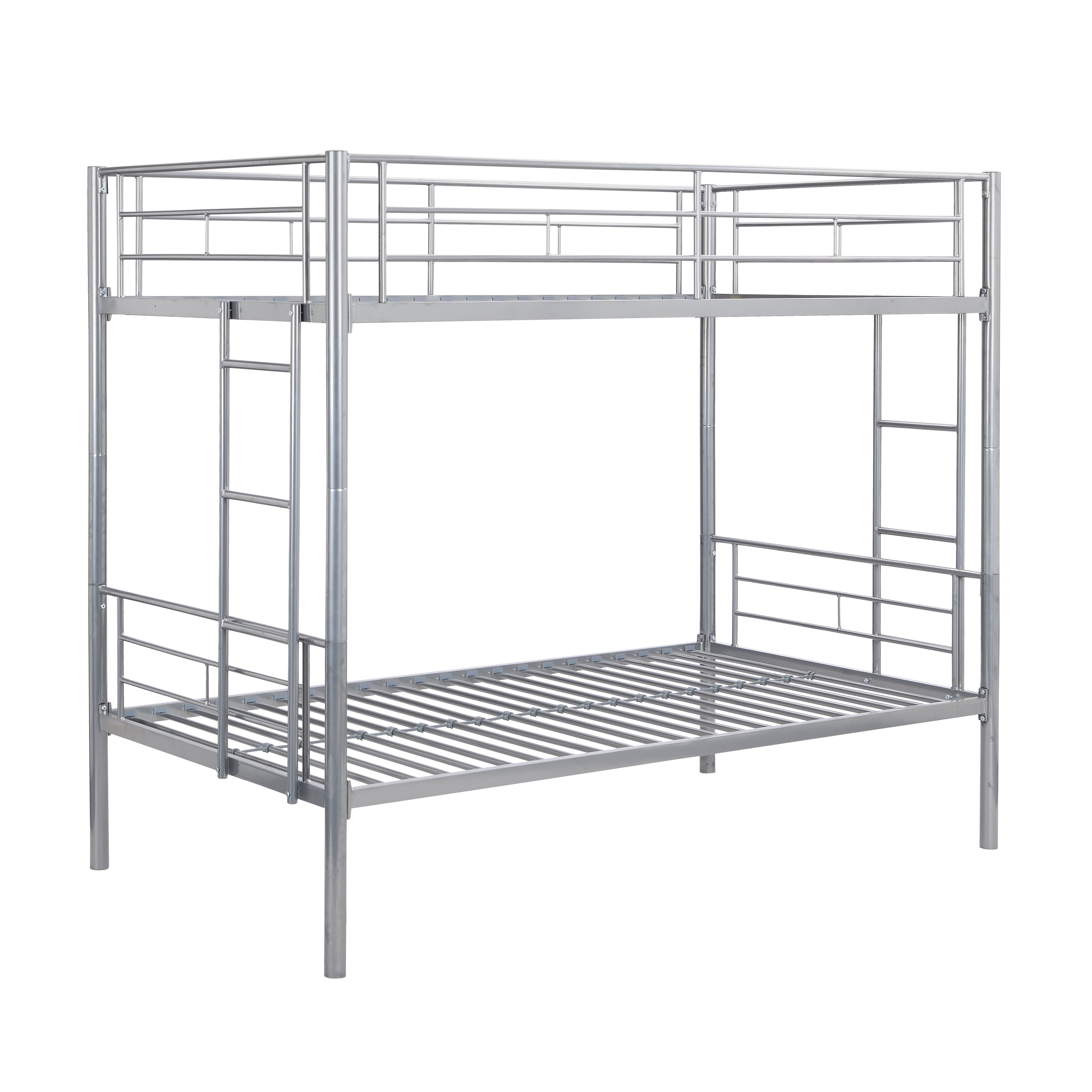 Boyel Living - Metal Bunk Bed Twin Over Twin with Sturdy Frame Easy Assembly No Box Spring Needed - Silver