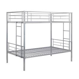 Boyel Living - Metal Bunk Bed Twin Over Twin with Sturdy Frame Easy Assembly No Box Spring Needed - Silver
