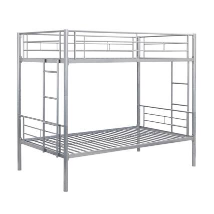 Front. Boyel Living - Metal Bunk Bed Twin Over Twin with Sturdy Frame Easy Assembly No Box Spring Needed Silver - Silver.