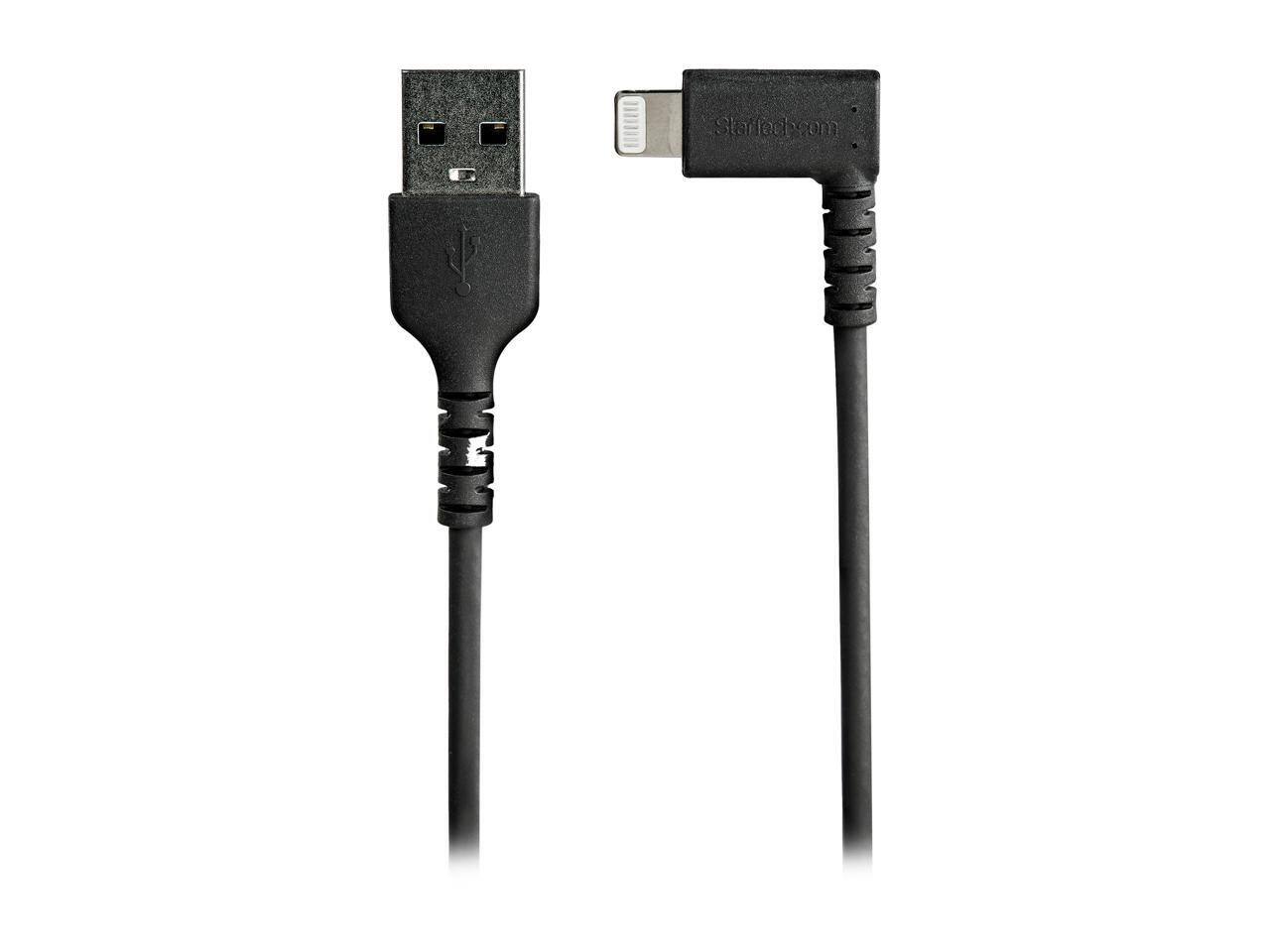 Alt View 1. StarTech.com - StarTech.com 1m Angled Lightning to USB Cable - MFI Certified, Heavy Duty, Black.