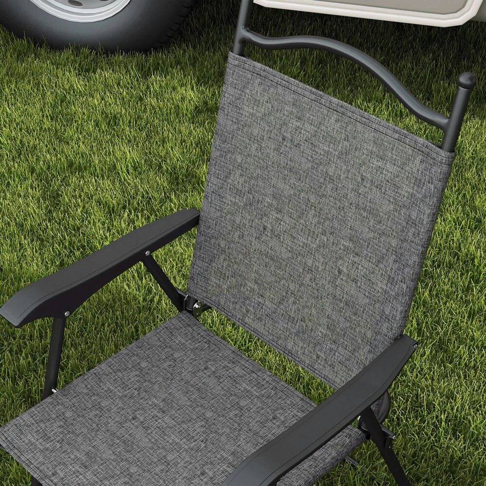 Alt View 2. Resenkos - Resenkos 4 Piece Folding Patio Camping Chair Set,Steel, Mesh Fabric, Lawn, Gray - Gray.