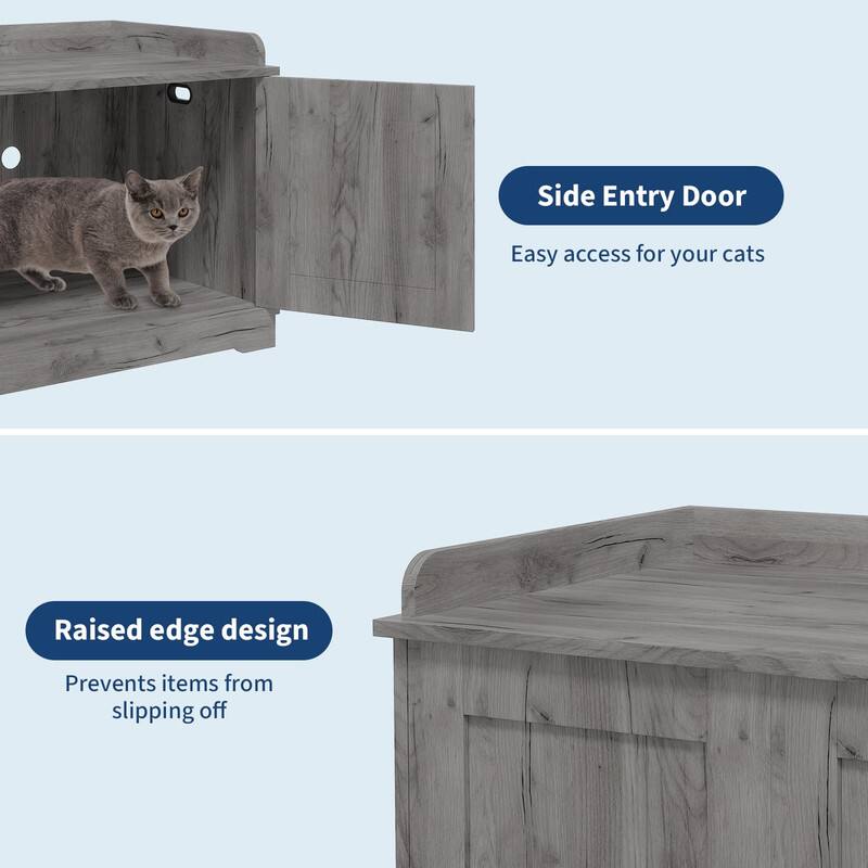 Side Entry Door  
Easy access for your cats  

Raised edge design  
Prevents items from slipping off