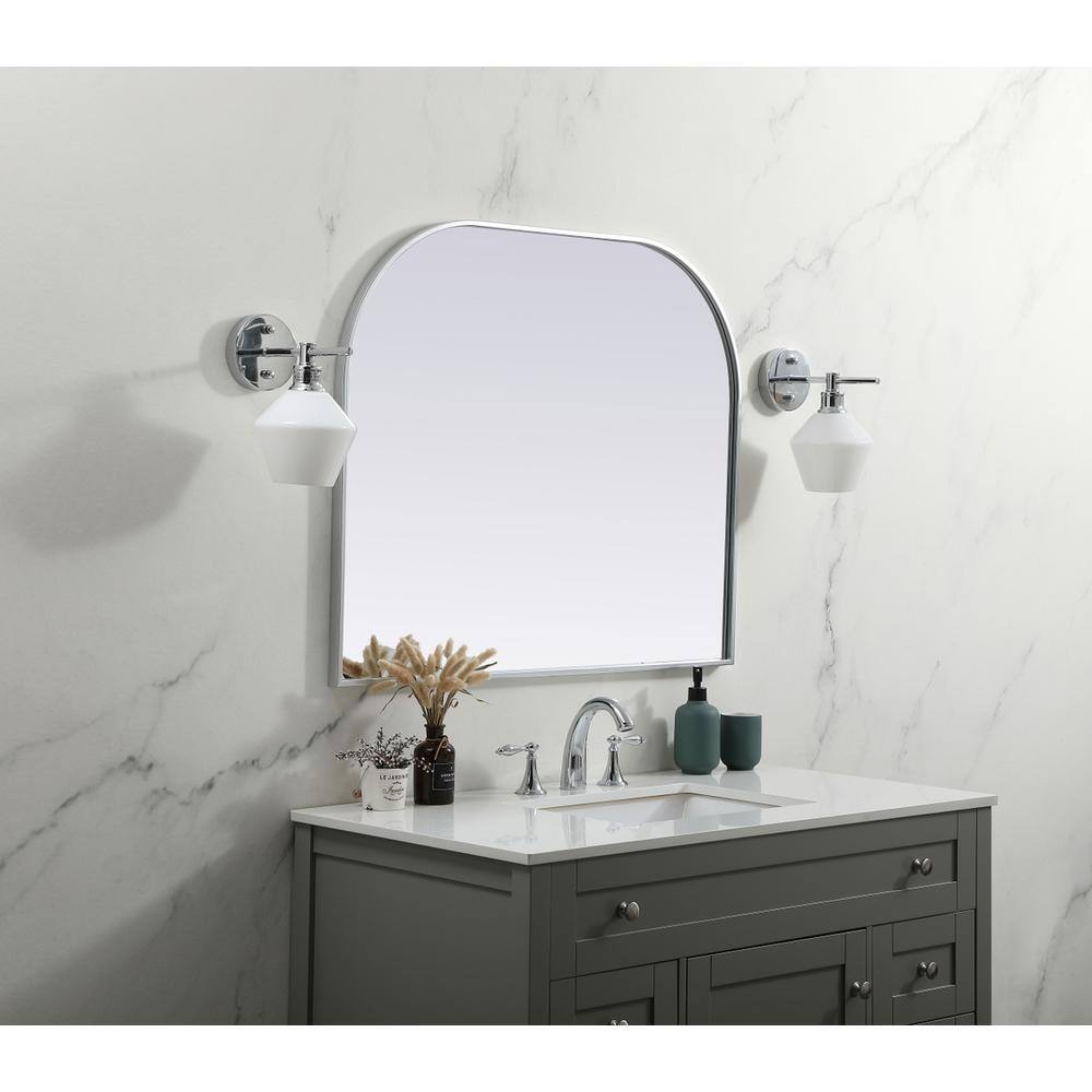 Alt View 4. Elegant Decor - Metal Frame Arch Mirror 36x30 Inch in Silver - Silver.