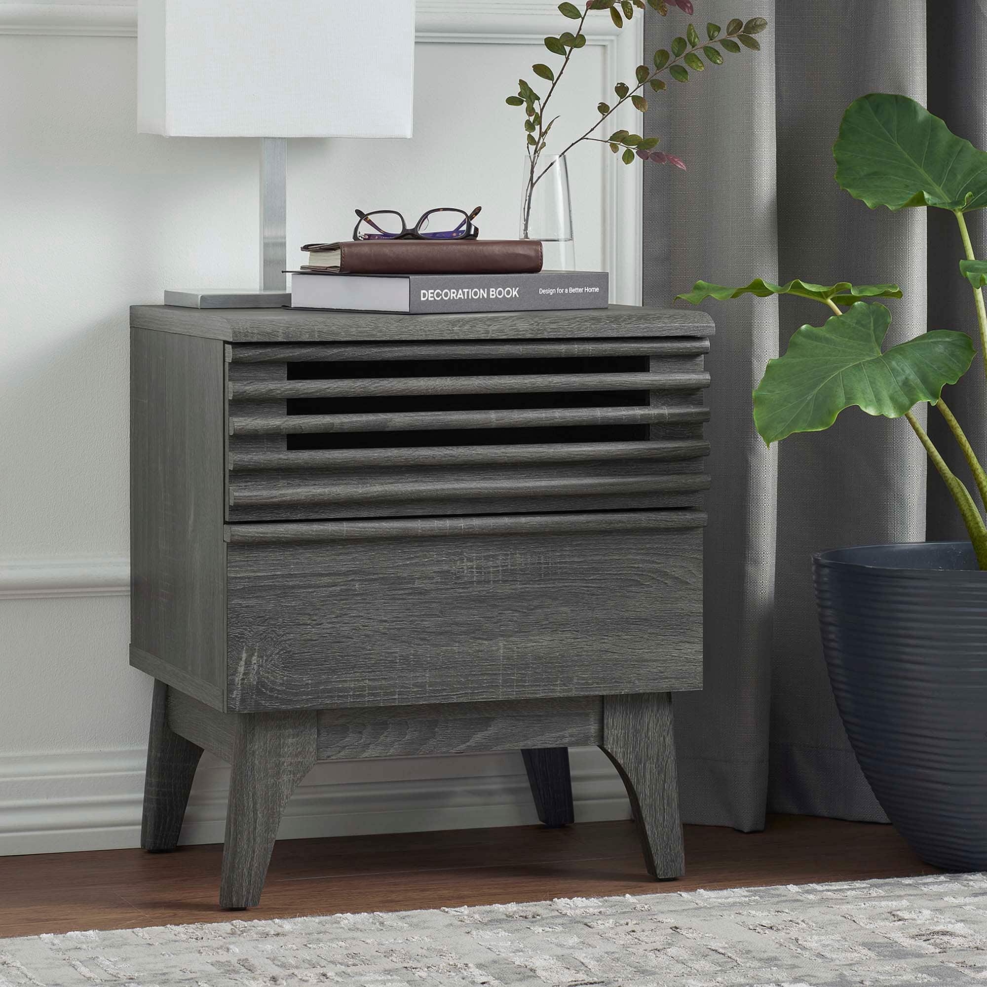 Render Nightstand by Modway - Charcoal
