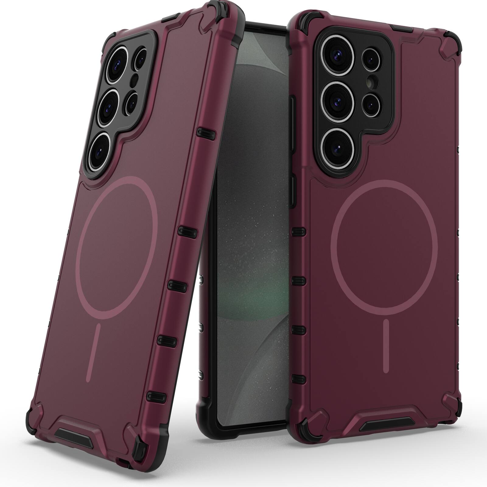 Angle. UUCOVER - Magnetic Case for Samsung Galaxy S25 Ultra, Compatible with MagSafe, Shockproof Drop-proof Slim Heat Dissipation Cover - Plum.