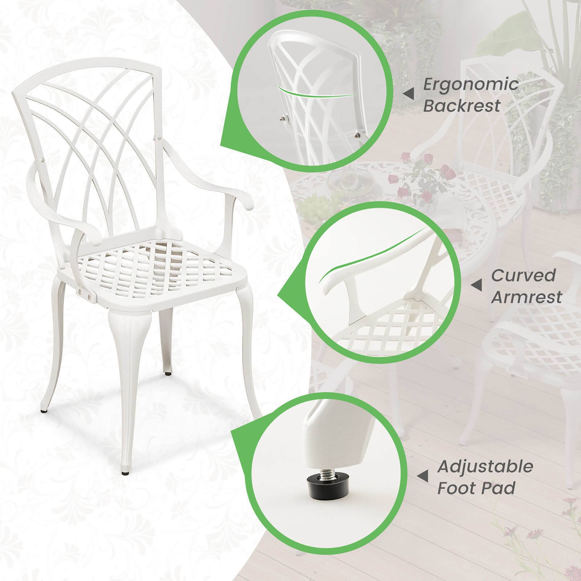 Ergonomic Backrest  
Curved Armrest  
Adjustable Foot Pad