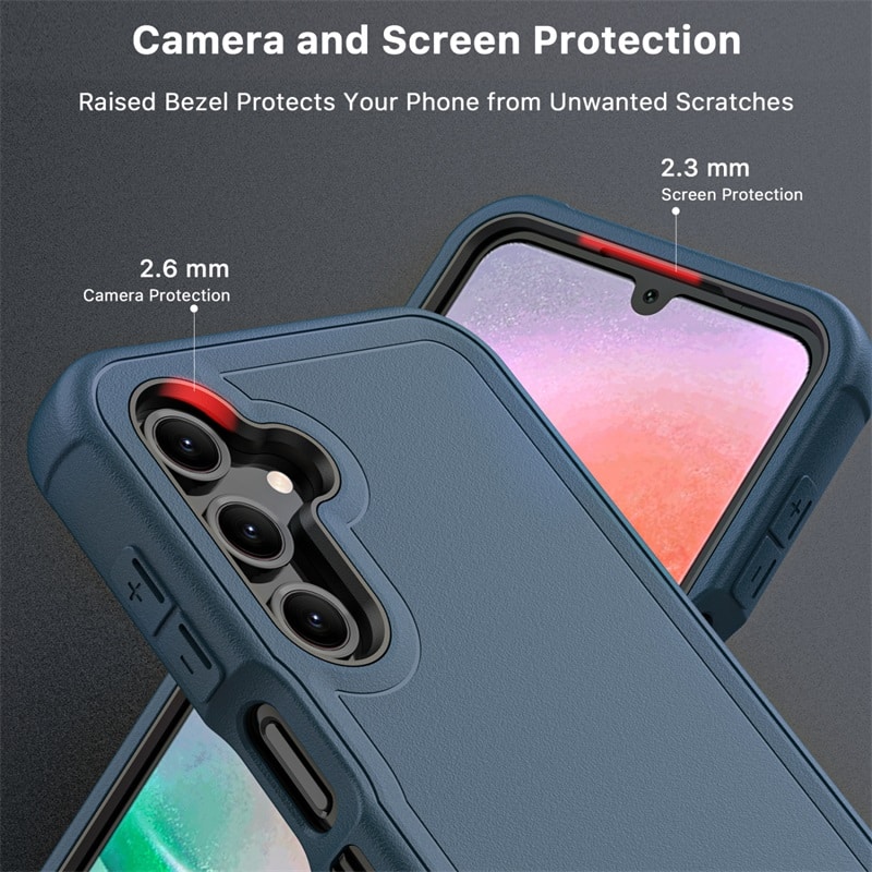 Camera and Screen Protection, Raised Bezel Protects Your Phone from Unwanted Scratches, 2.3 mm Screen Protection, 2.6 mm Camera Protection