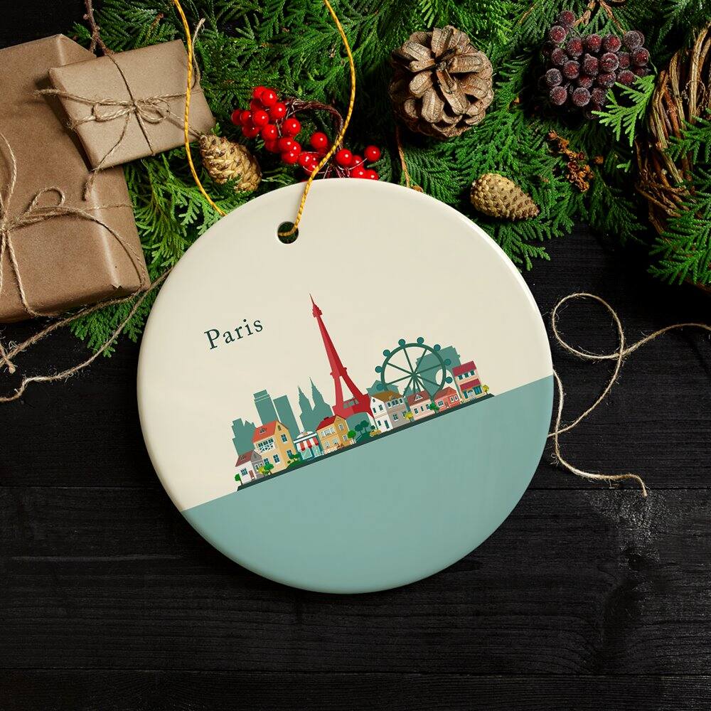 Back. OrnamentallyYou - Paris Christmas Ornament Landmarks in France Illustration - Multi-colored.
