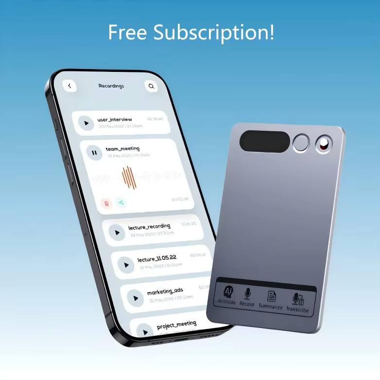 Free Subscription!  
Recordings  
- user_interview  
- team_meeting  
- lecture_recording  
- lecture_11.05.22  
- marketing_ads  
- project_meeting  

Features:  
- Altitude Record  
- Summarize  
- Transcribe
