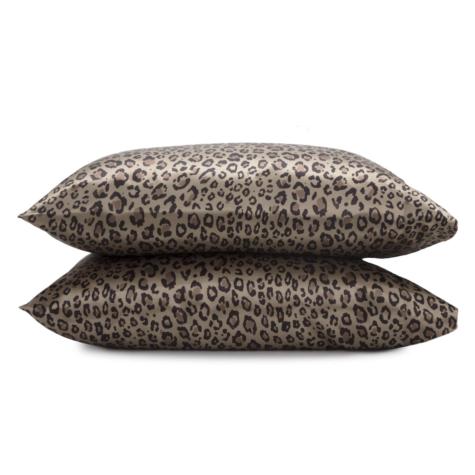 MAGICAL RUBS - Elegance 4-piece Satin Sheets Set - Full Size Leopard Print Luxury Hotel Quality Silky Soft & Smooth Great For Hair S - Brown King Pillowcase