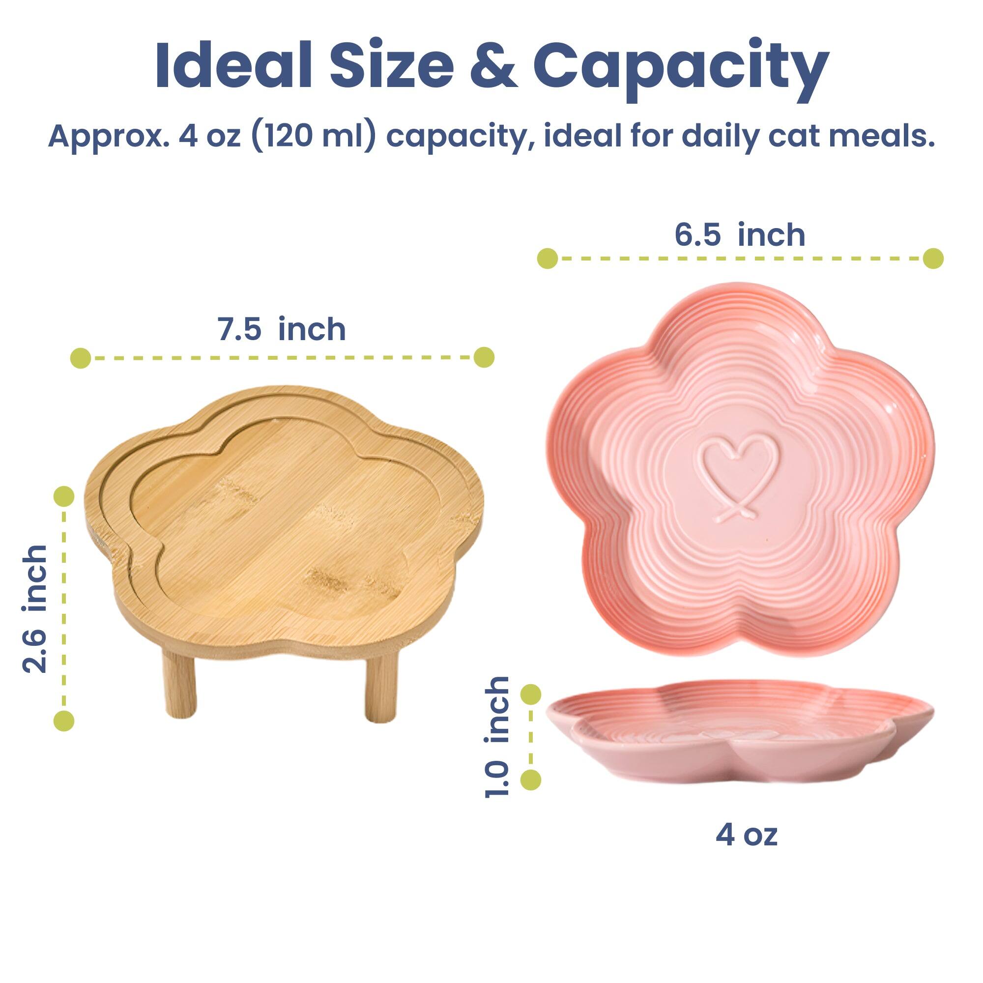 Ideal Size & Capacity  
Approx. 4 oz (120 ml) capacity, ideal for daily cat meals.  
6.5 inch  
7.5 inch  
2.6 inch  
1.0 inch  
4 oz