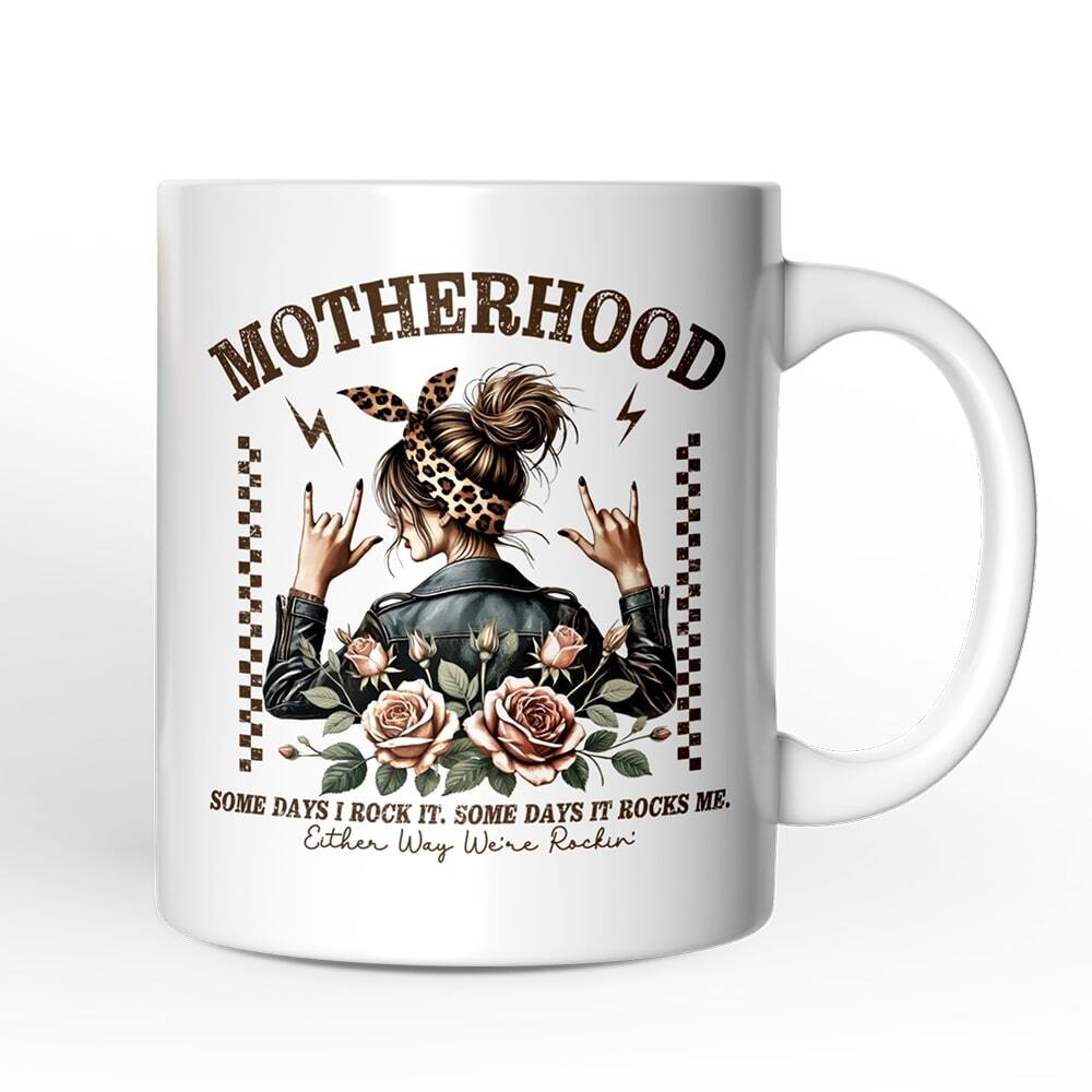 OrnamentallyYou Motherhood Mama Rock Mug, Retro Gift for Strong Moms ...
