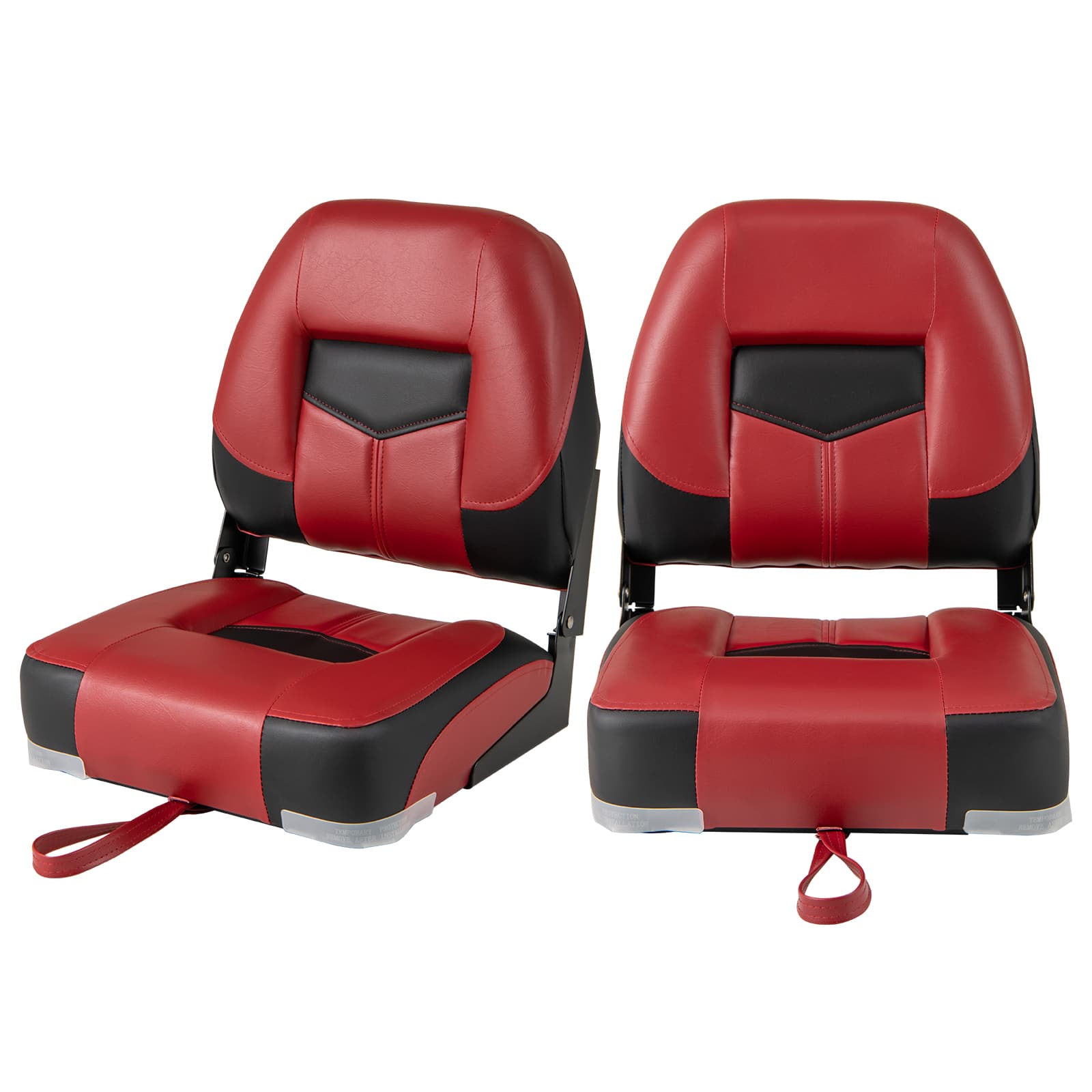 Gymax - 2 PCS Low Back Boat Seat Folding Fishing Boat Seat Stainless Steel Screws Included - Red