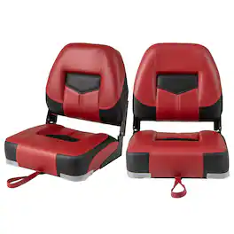 Gymax - 2 PCS Low Back Boat Seat Folding Fishing Boat Seat Stainless Steel Screws Included - Red