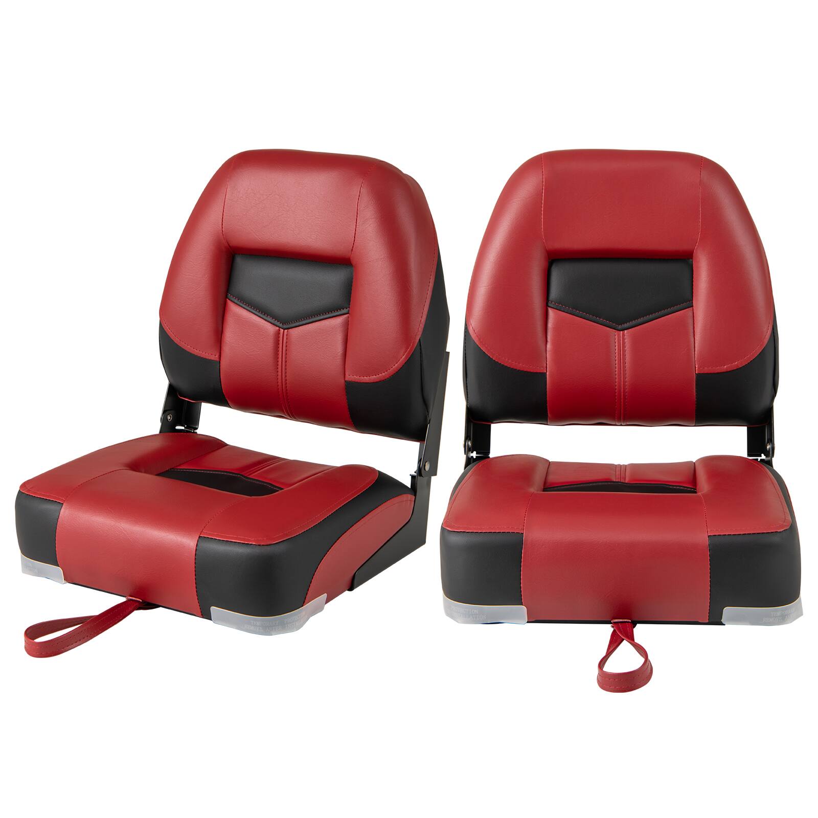 Front. Gymax - Gymax 2 PCS Low Back Boat Seat Folding Fishing Boat Seat Stainless Steel Screws Included - Red.
