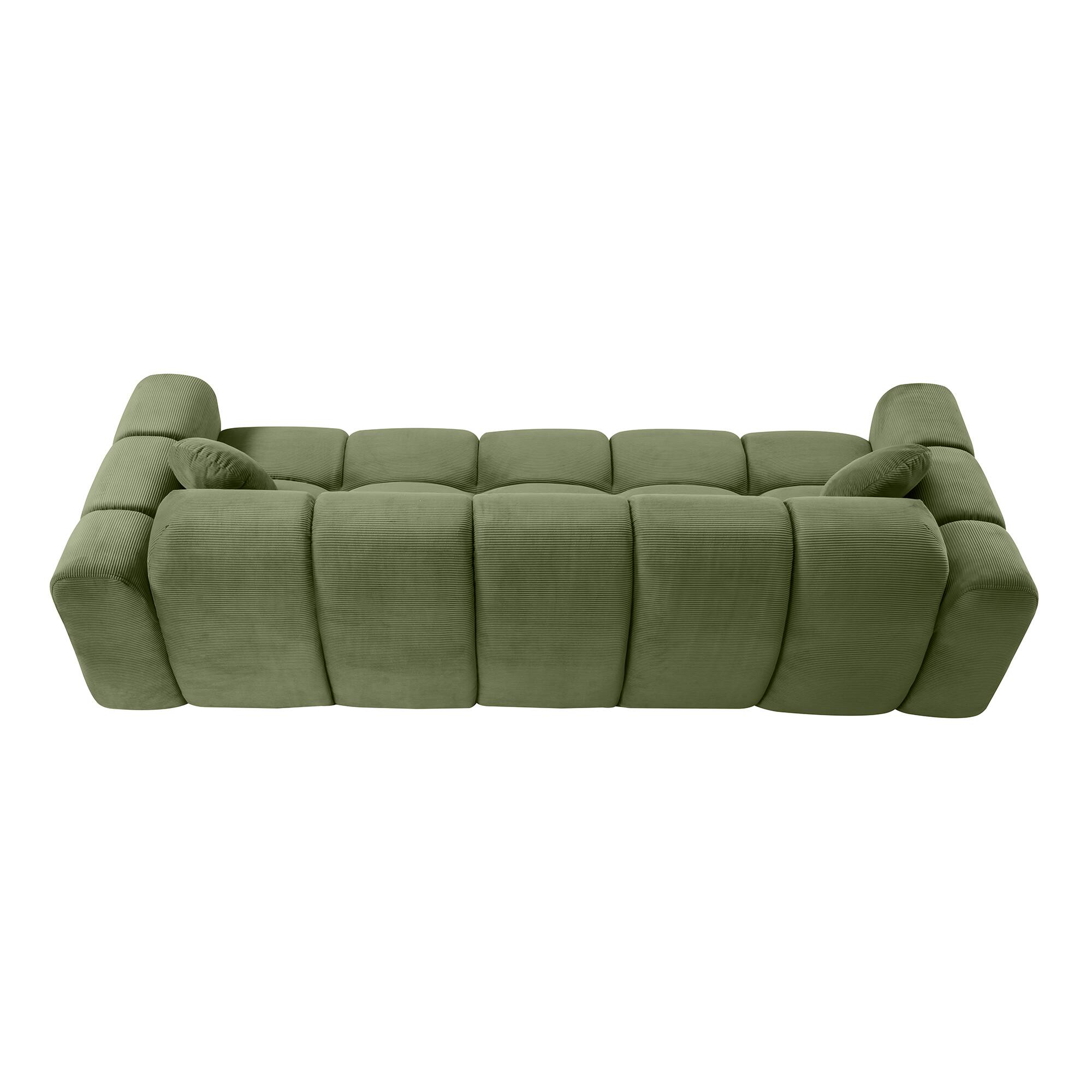 Alt View 4. Boyel Living - 98.4-Inch Corduroy 3-Seat Cloud Floor Sofa with 2 Pillows - Green.