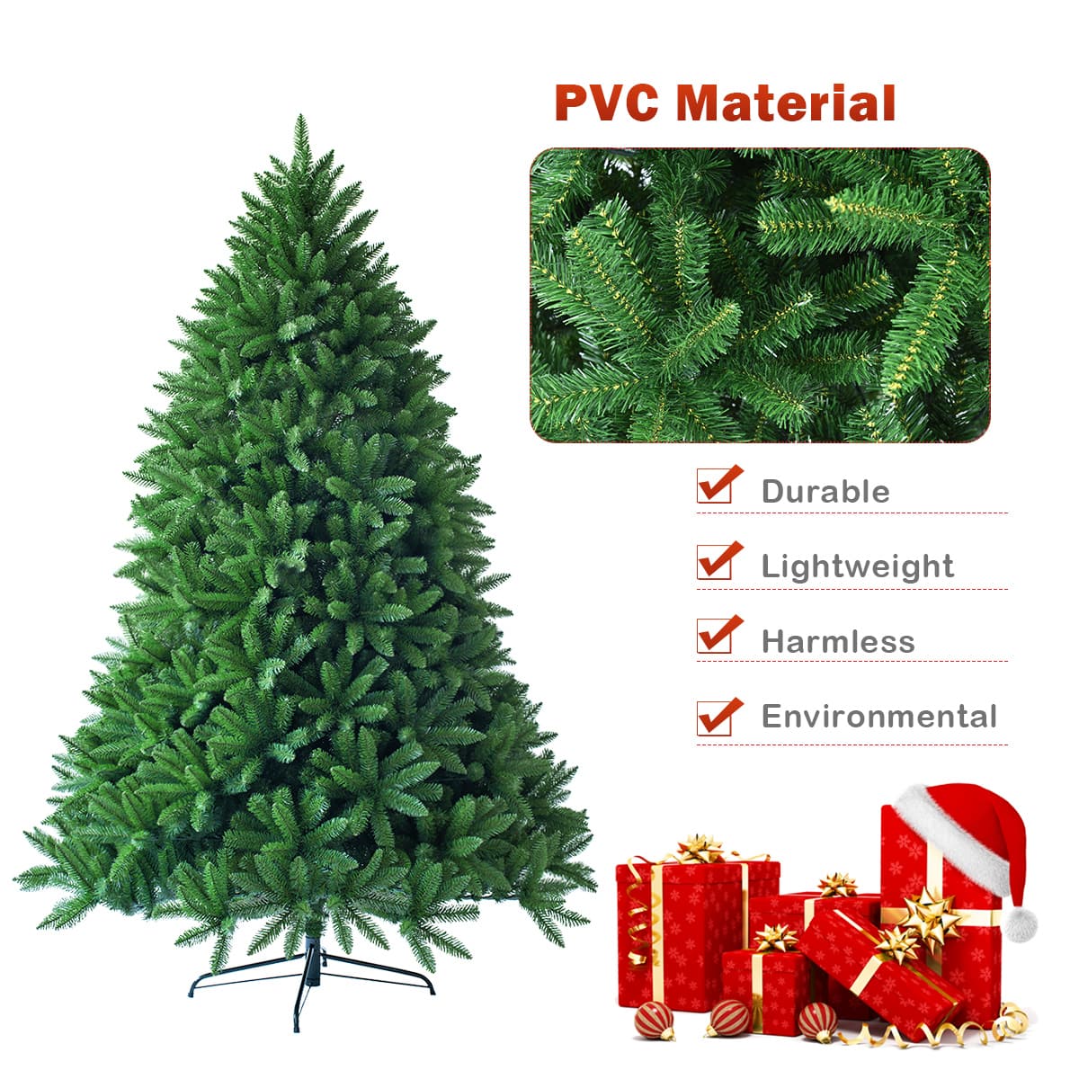 The text on the image reads: "PVC Material Durable Lightweight Harmless Environmental".