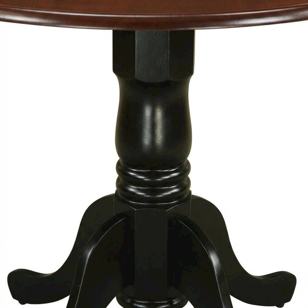 Alt View 1. FurniFact - Mahogany Drop Leaf Round Table - Mahogany & Black.