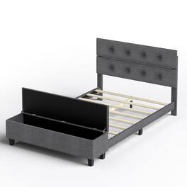 Ecooso - Full Upholstered Bed Frame with Lift-Up Ottoman Storage Base - Gray
