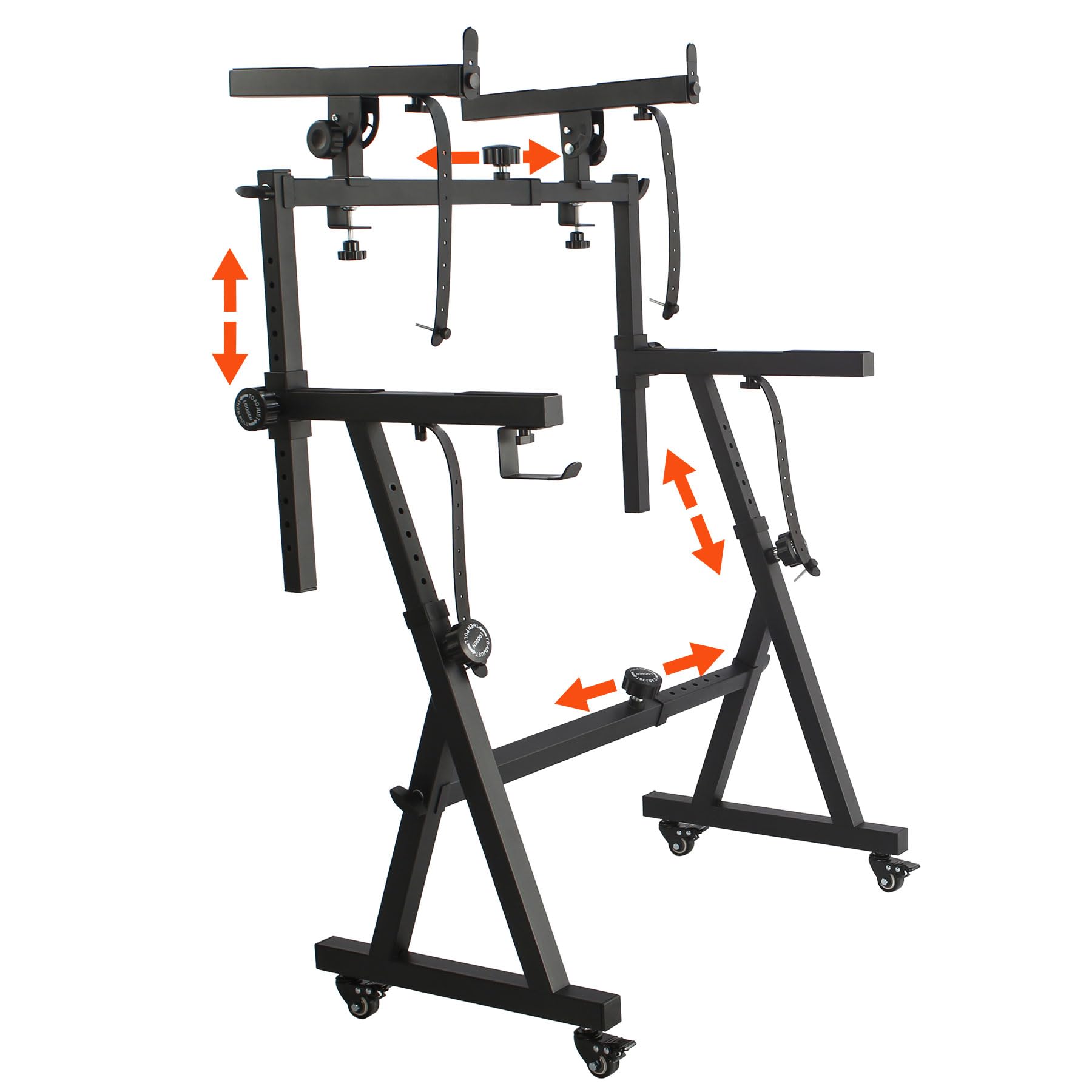 Front. MAGICAL RUBS - Thicken Piano Stand With 2nd Tier-z Style Heavy-duty Portable Double Tier For 54-88 Key Electric Pianos - Fit Synths ... - Default.