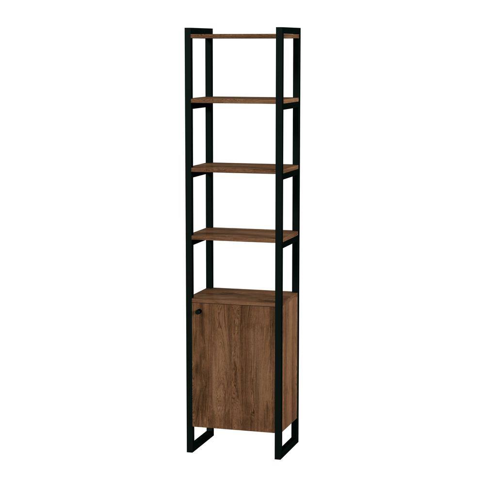 Alt View 2. Butler Specialty - Drake 73" Narrow Walnut Bookcase with Storage - Medium Brown.